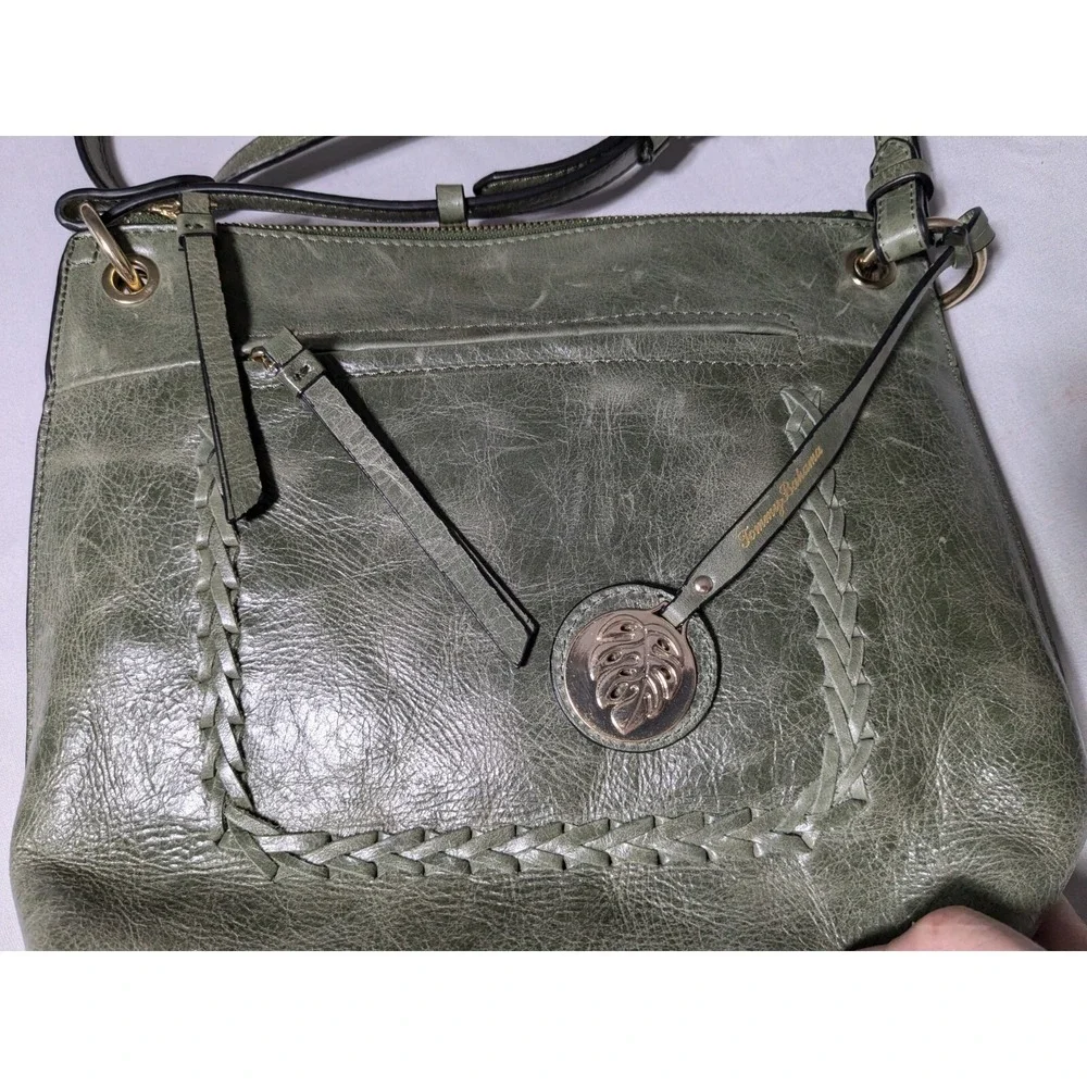 TOMMY BAHAMA Women‎ Green Leather El Roble Crossbody Purse